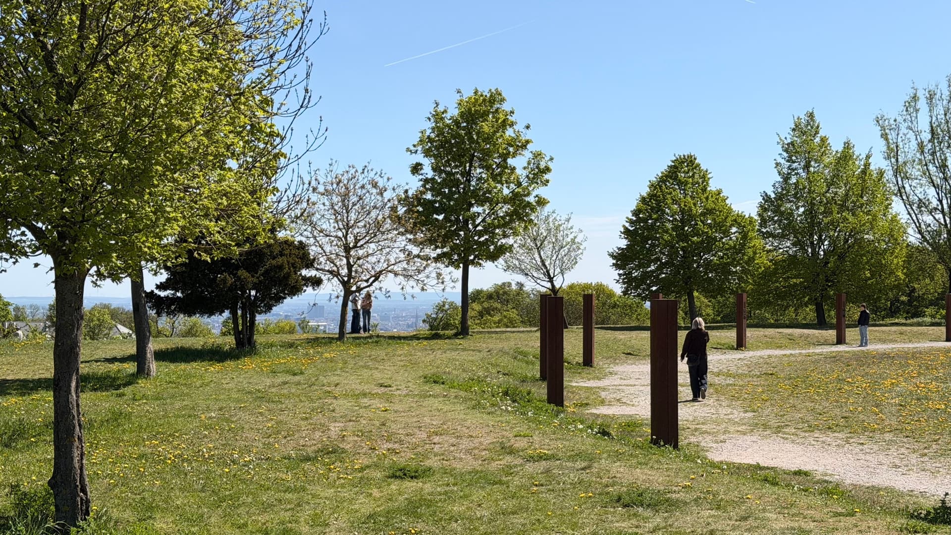 Lebensbaumkreis Am Himmel mit Cortenstahl-Stelen und Panoramablick auf Wien