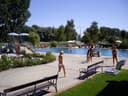 Schwimmbecken und Badegäste im Strandbad Klosterneuburg