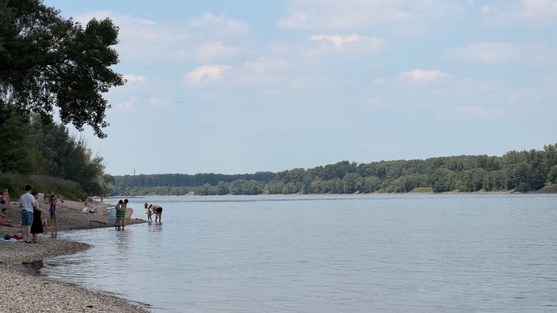 Donauufer beim Strombad Kritzendorf mit Badenden